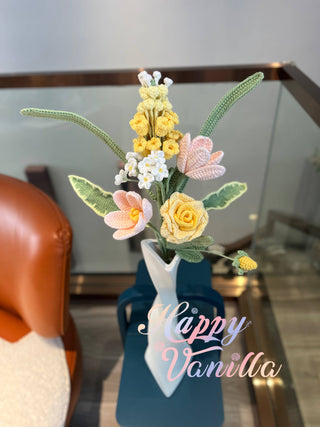 Vintage Charm Handcrafted Crochet Flower Bouquet