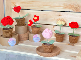 Love Blossom Crocheted Heart Roses and Plants