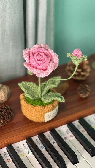 Coeur crocheté Love Blossom avec roses et plantes 