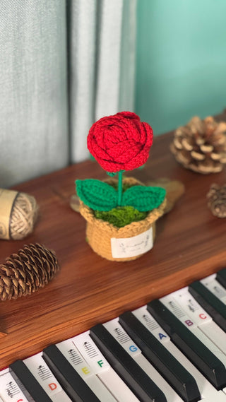 Coeur crocheté Love Blossom avec roses et plantes 