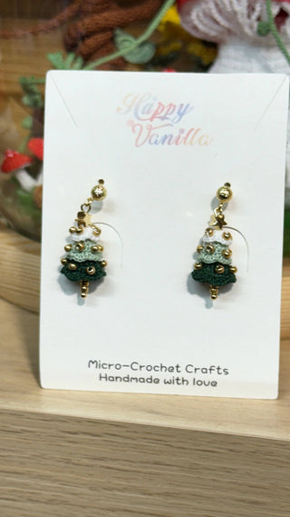 Xmas Earring Danglers Micro-Crochet —Tiny Treasures for Your Ears