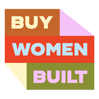 Colorful logo with 'BUY WOMEN BUILT' text on a white background