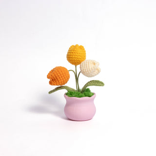 Blooming Joy: Whimsical Garden Pastel Pot Collection - Happy Vanilla Crochet