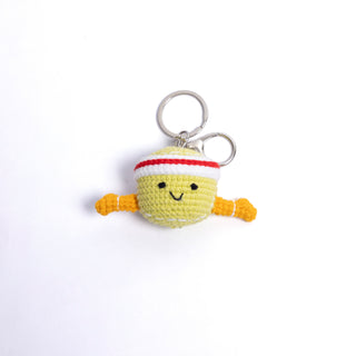 Tennis Ball and Racket Bag Charm Key Chain - Happy Vanilla Crochet